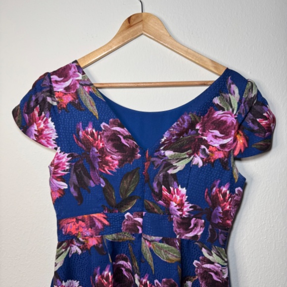 Moulinette Soeurs Dress Women's Size 12 Blue Floral Mini Classic Ruffle Sleeve - Picture 5 of 5